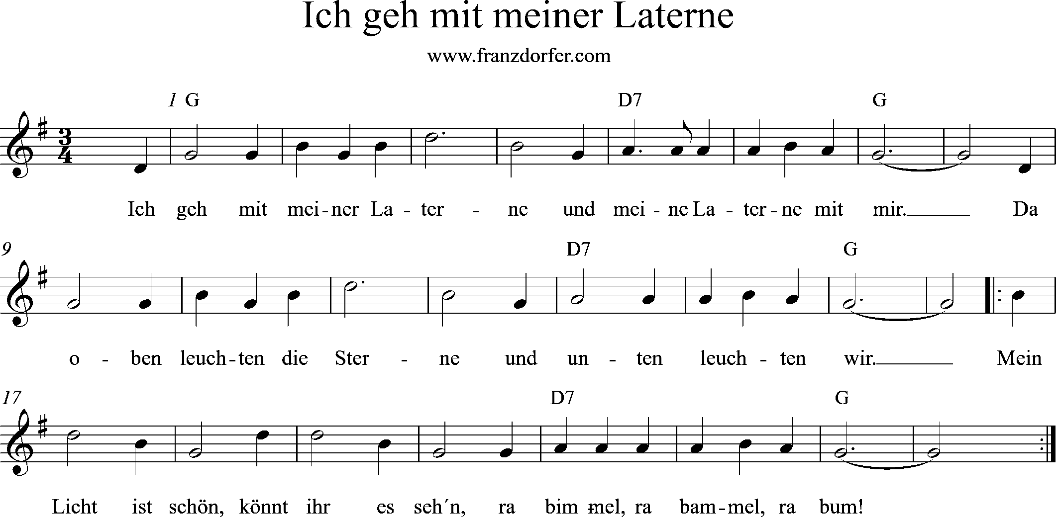 saxofon notrn, Ich geh mit meiner Laterne